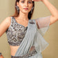 Lehenga Style Saree Imported Organza Aqua Blue Ruffle Saree