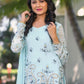 Sharara Set Georgette Aqua Blue Embroidered Salwar Kameez
