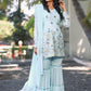 Sharara Set Georgette Aqua Blue Embroidered Salwar Kameez