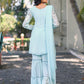 Sharara Set Georgette Aqua Blue Embroidered Salwar Kameez