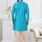 Indo Western Silk Aqua Blue Lace Mens