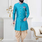 Indo Western Silk Aqua Blue Lace Mens