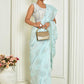 Designer Georgette Aqua Blue Embroidered Saree