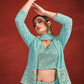 Lehenga Choli Georgette Aqua Blue Mirror Lehenga Choli