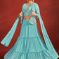 Lehenga Choli Georgette Aqua Blue Mirror Lehenga Choli