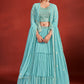 Lehenga Choli Georgette Aqua Blue Mirror Lehenga Choli