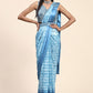 Trendy Saree Satin Silk Aqua Blue Embroidered Saree