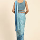 Trendy Saree Satin Silk Aqua Blue Embroidered Saree