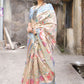 Contemporary Silk Aqua Blue Print Saree