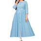 Gown Cotton Aqua Blue Strips Print Gown