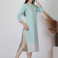 Party Wear Kurti Viscose Aqua Blue Embroidered Kurtis