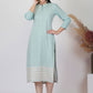 Party Wear Kurti Viscose Aqua Blue Embroidered Kurtis