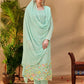 Salwar Suit Georgette Viscose Aqua Blue Embroidered Salwar Kameez