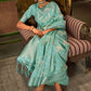 Classic Handloom Silk Aqua Blue Weaving Saree