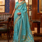 Trendy Saree Satin Silk Aqua Blue Weaving Saree