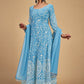 Anarkali Suit Georgette Aqua Blue Gota Work Salwar Kameez