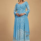 Anarkali Suit Georgette Aqua Blue Gota Work Salwar Kameez