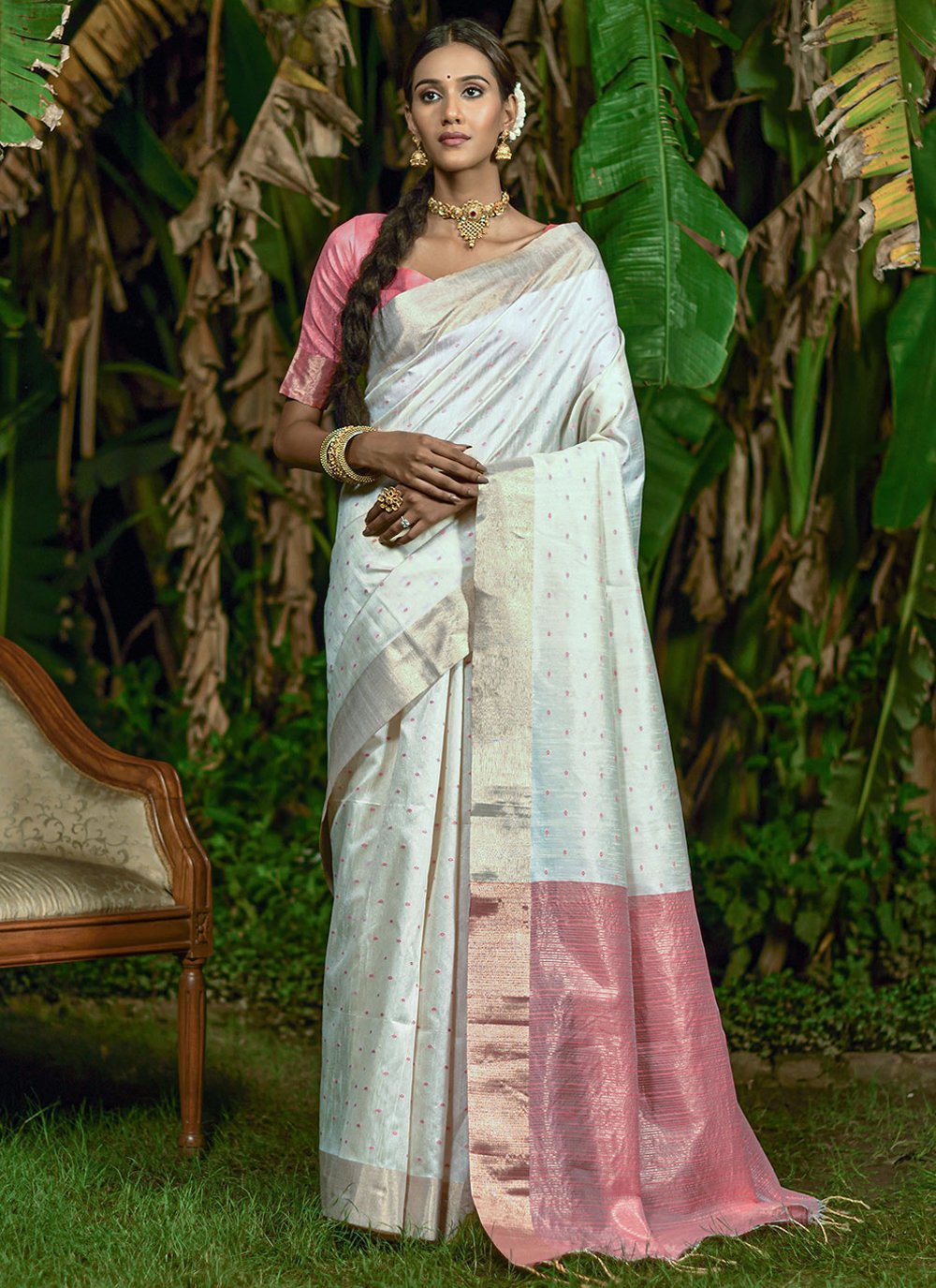 Classic Raw Silk Aqua Blue Woven Saree