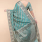 Traditional Saree Organza Aqua Blue Patch Border Saree