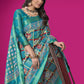 Contemporary Cotton Aqua Blue Weaving Saree