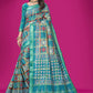 Contemporary Cotton Aqua Blue Weaving Saree
