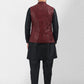 Kurta Payjama With Jacket Art Banarasi Silk Black Maroon Embroidered Mens