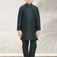 Kurta Pyjama Art Banarasi Silk Green Plain Kids