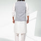 Kurta Payjama With Jacket Art Banarasi Silk Off White Purple Thread Mens