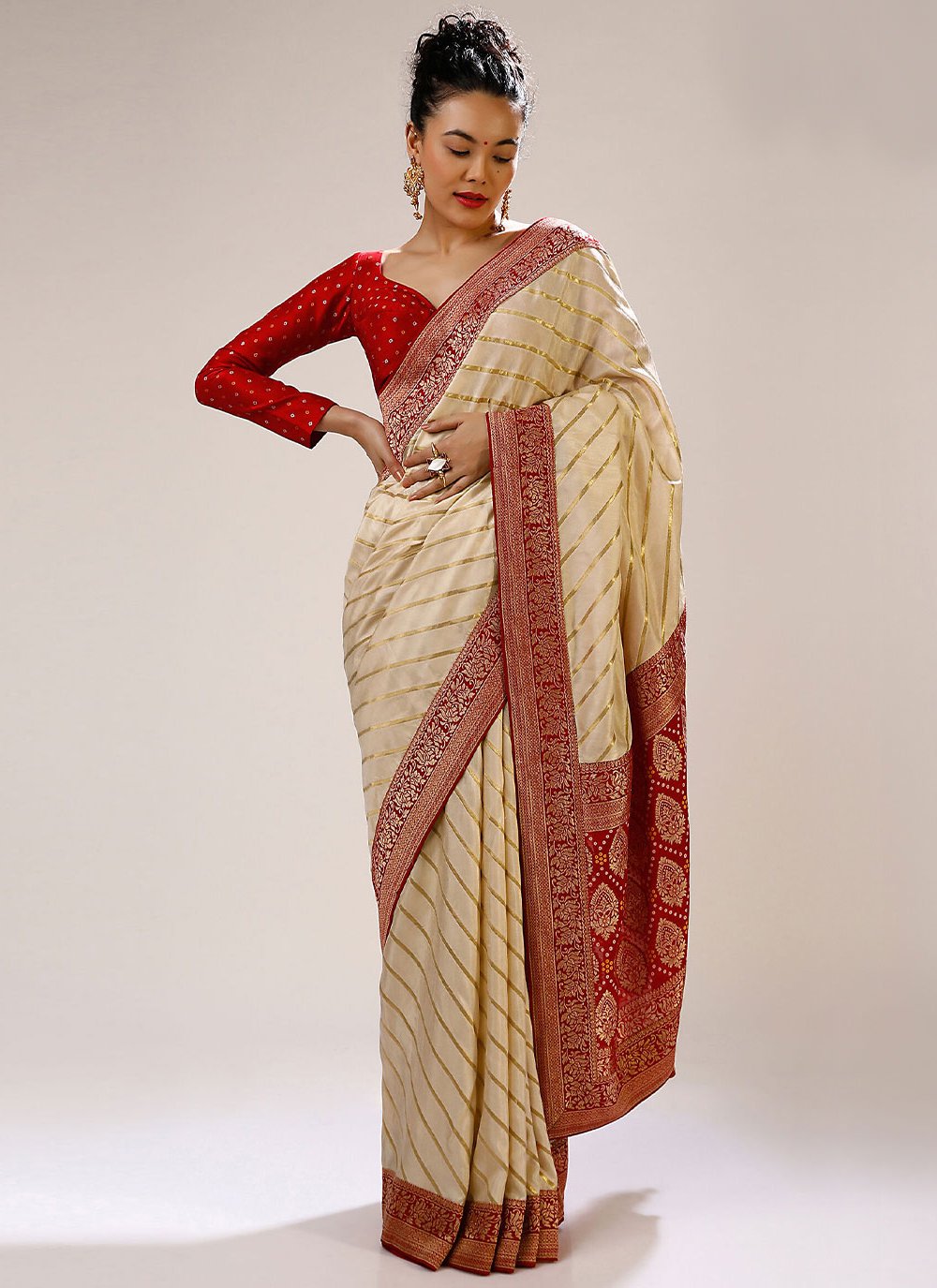 Contemporary Art Banarasi Silk Off White Woven Saree