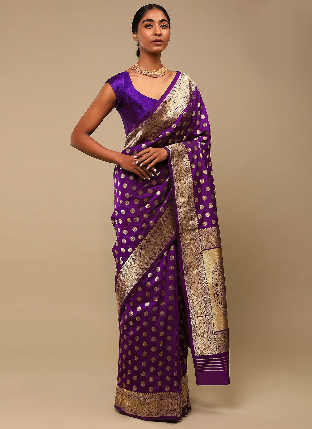 Classic Art Banarasi Silk Purple Woven Saree