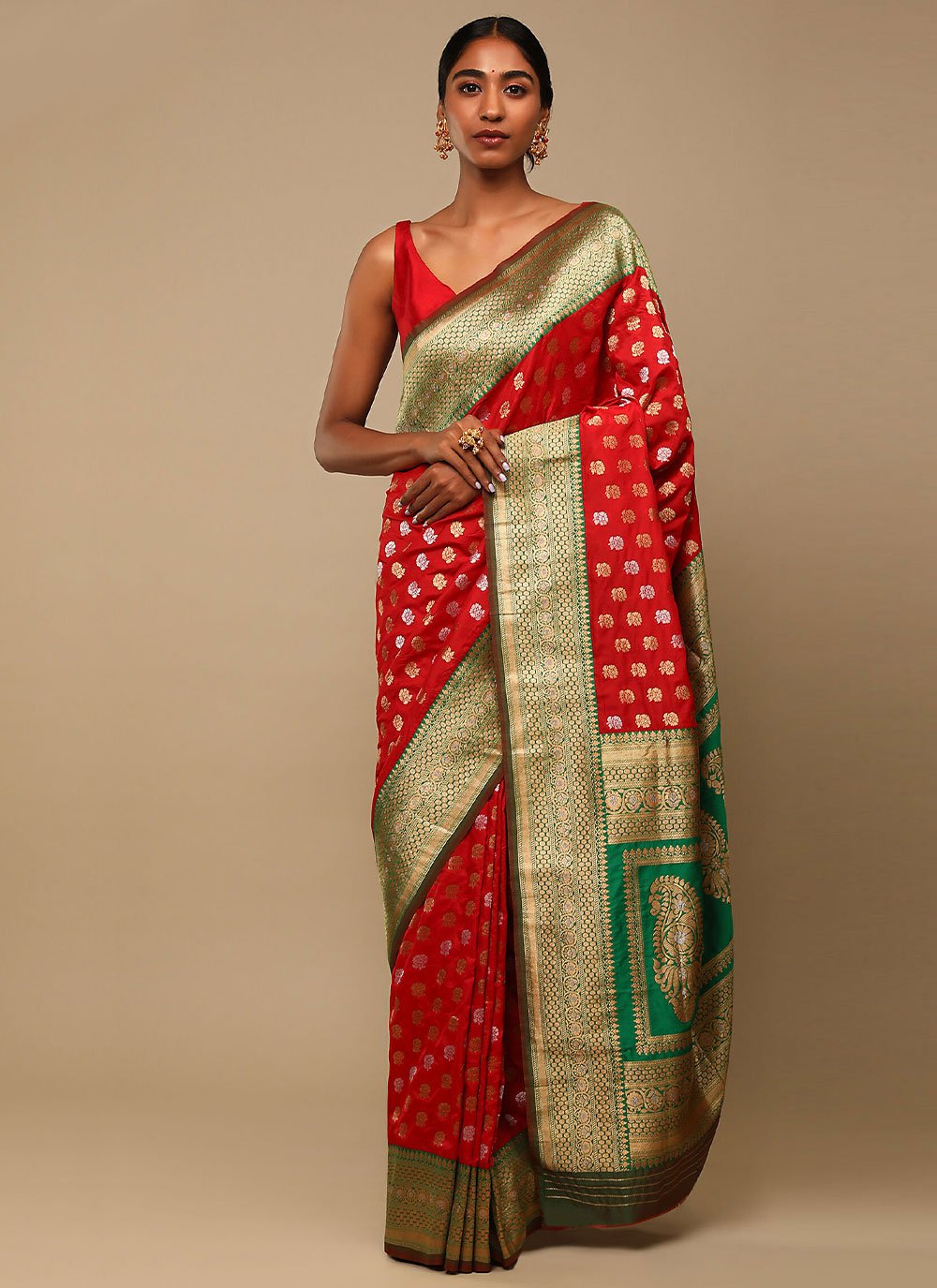 Trendy Saree Art Banarasi Silk Red Woven Saree