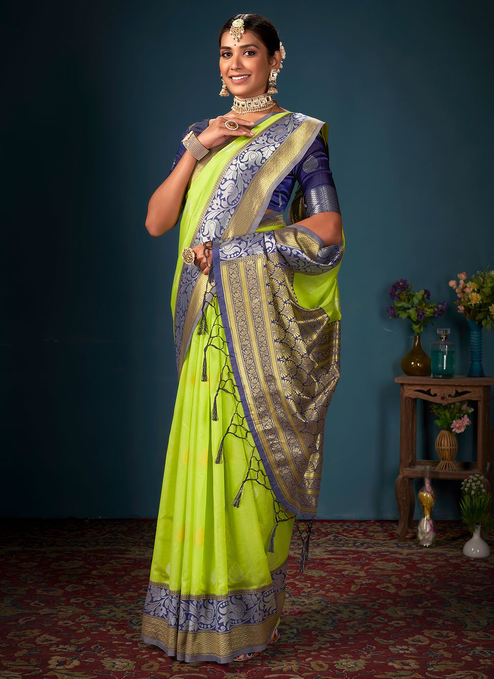 Classic Art Banarasi Silk Green Woven Saree