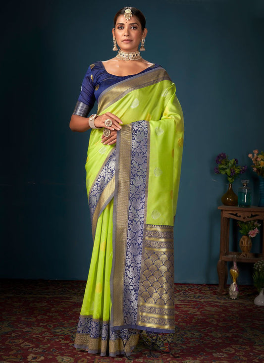 Classic Art Banarasi Silk Green Woven Saree