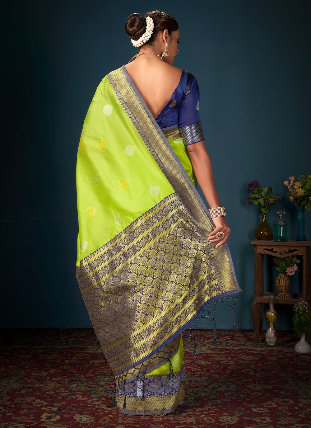 Classic Art Banarasi Silk Green Woven Saree