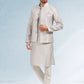 Kurta Payjama With Jacket Art Banarasi Silk Grey Thread Mens