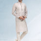 Kurta Payjama With Jacket Art Banarasi Silk Grey Thread Mens