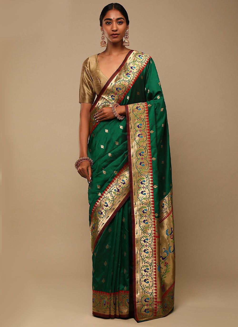 Classic Art Banarasi Silk Green Woven Saree