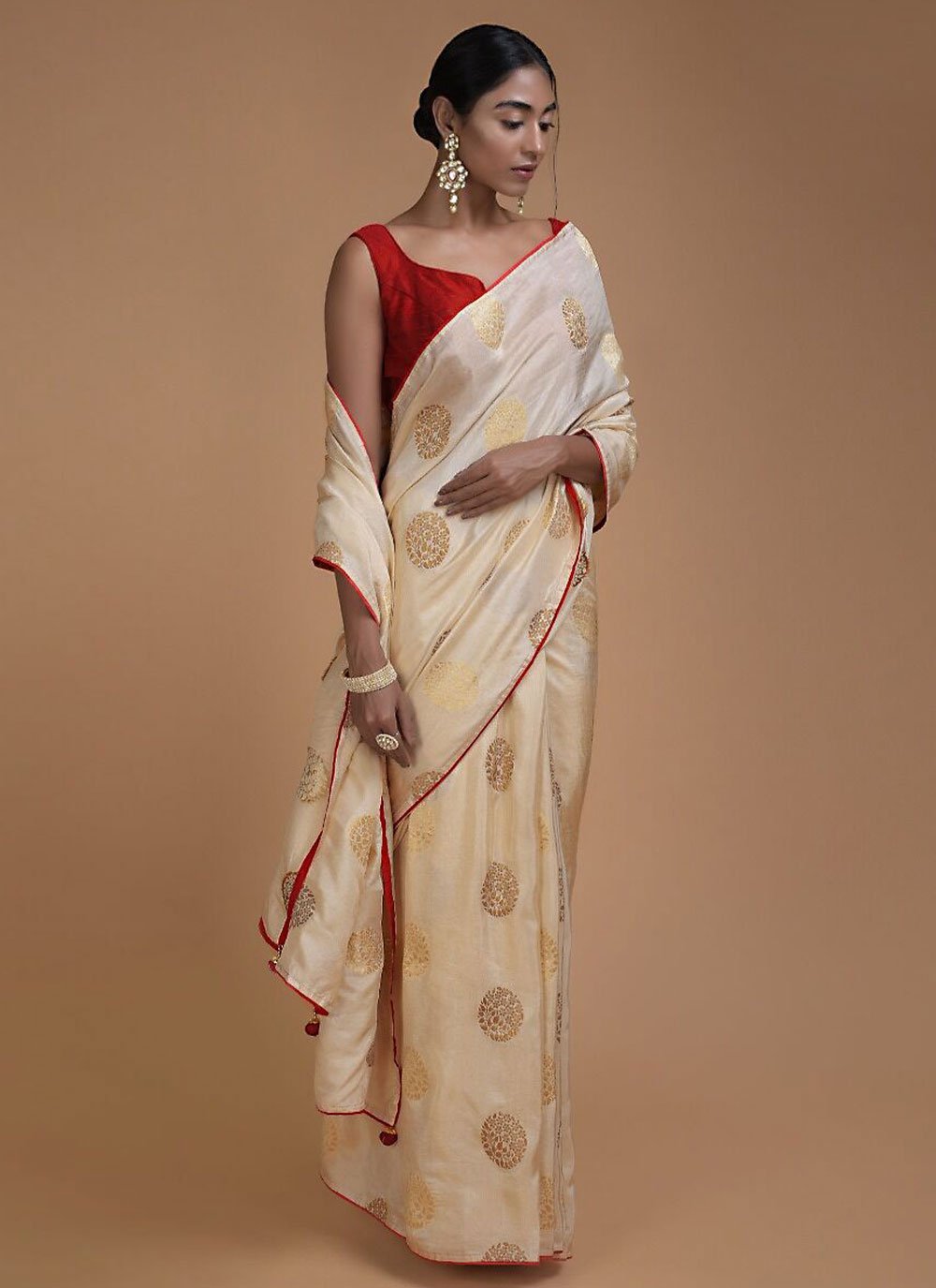 Contemporary Art Banarasi Silk Off White Woven Saree