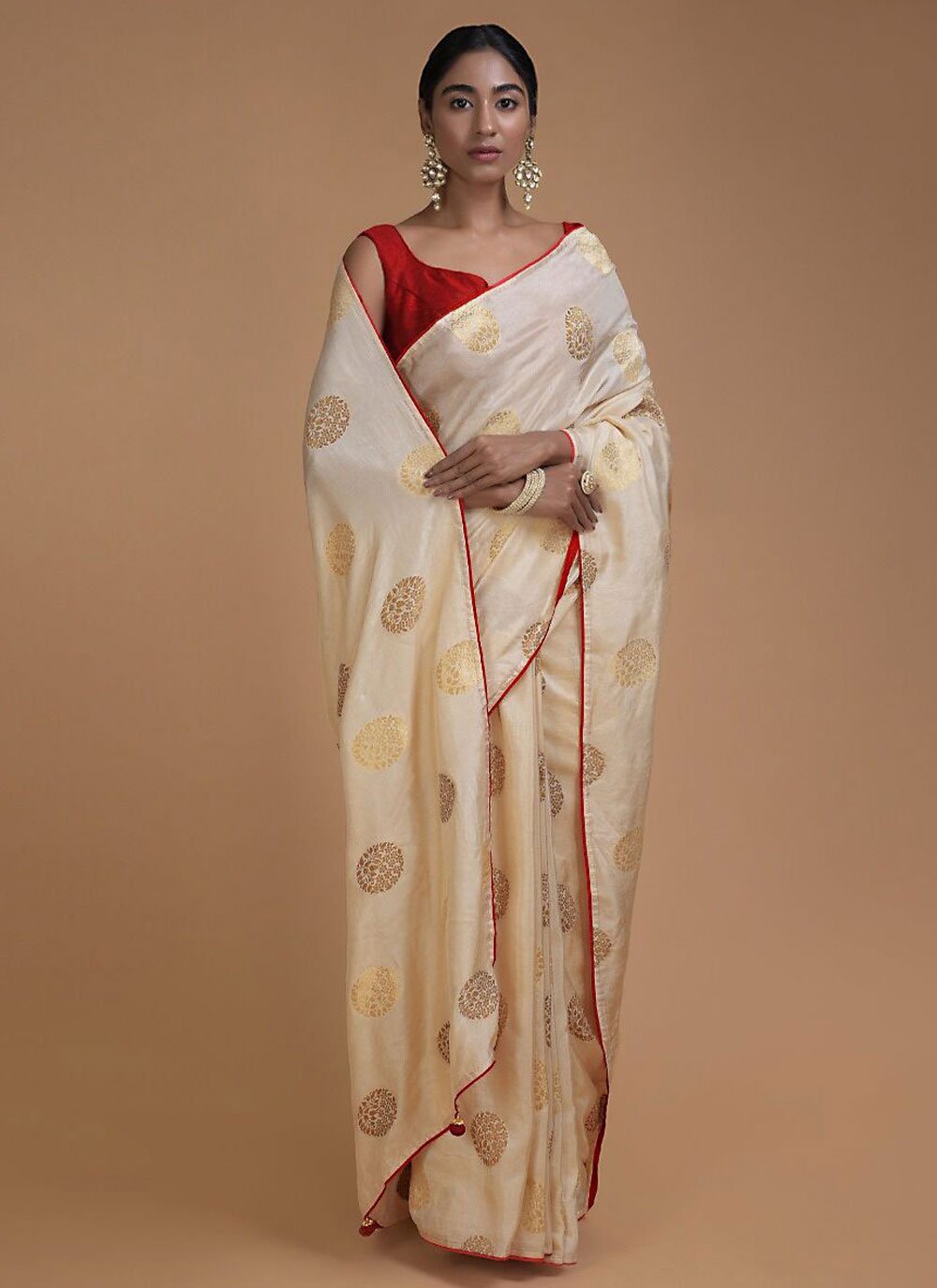 Contemporary Art Banarasi Silk Off White Woven Saree