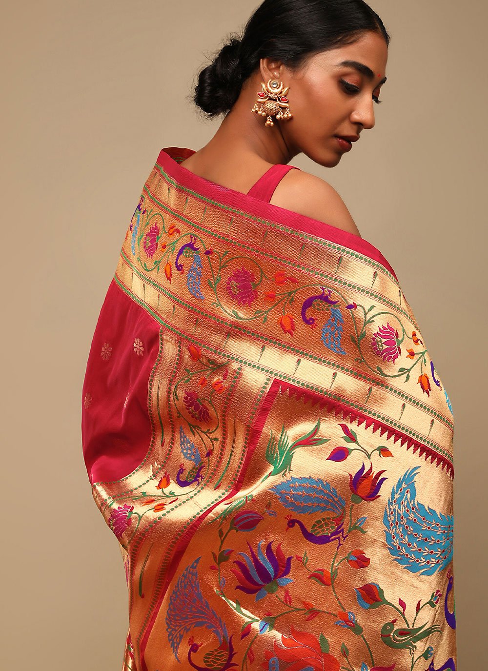 Contemporary Art Banarasi Silk Pink Woven Saree