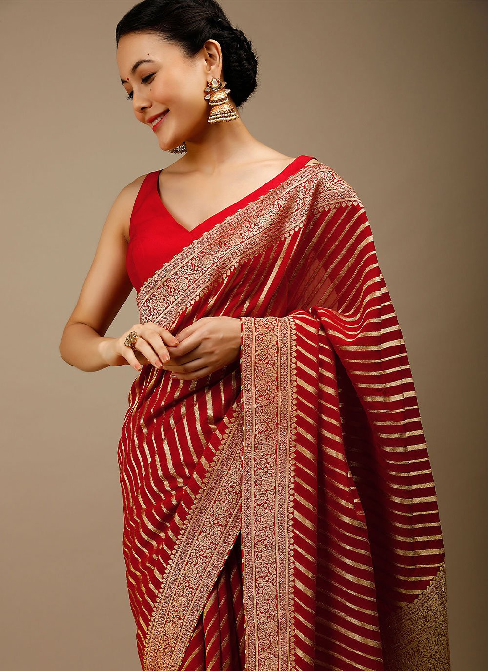 Trendy Saree Art Banarasi Silk Red Woven Saree