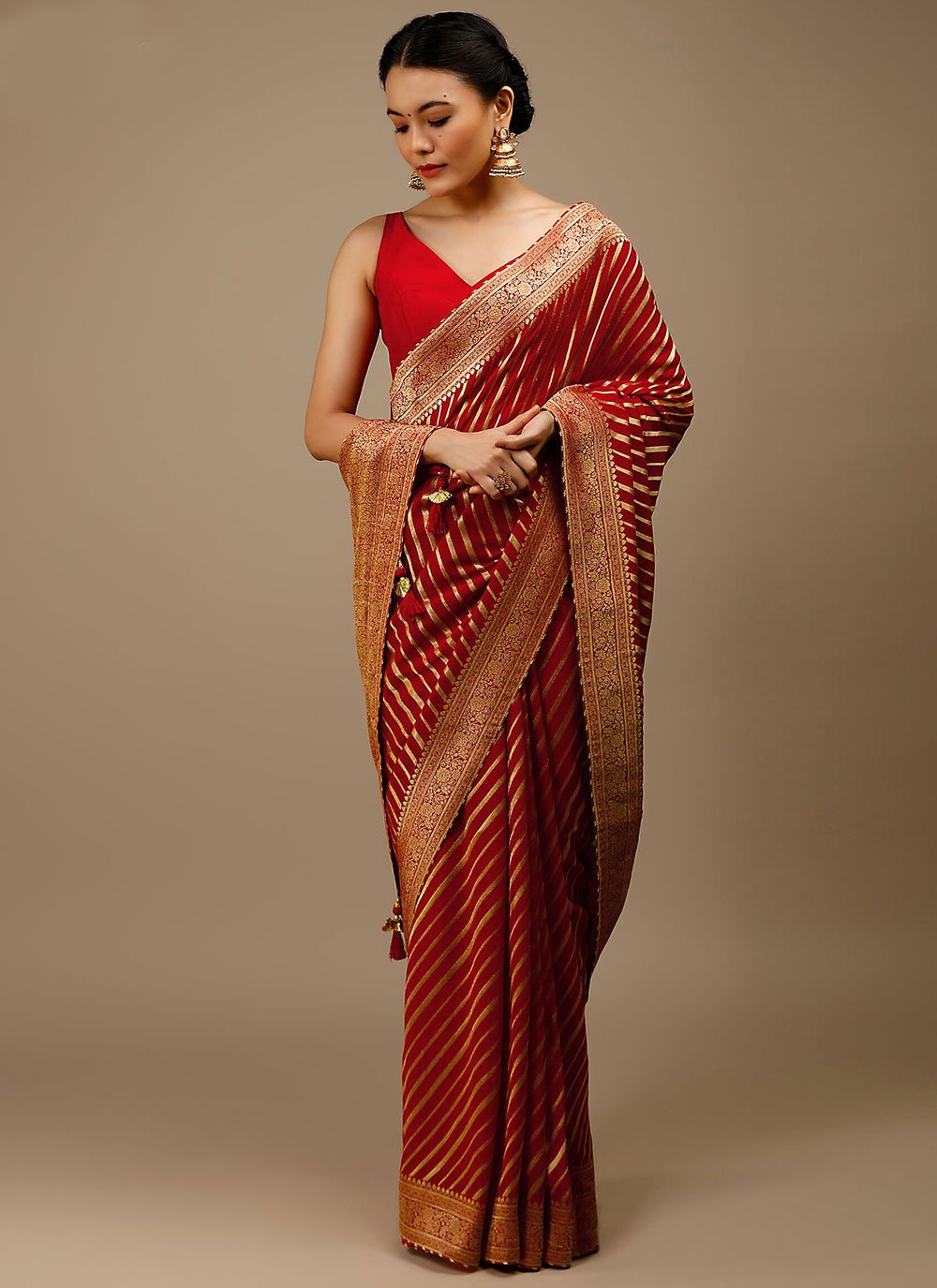 Trendy Saree Art Banarasi Silk Red Woven Saree