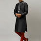 Kurta Pyjama Art Dupion Silk Black Embroidered Mens