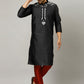 Kurta Pyjama Art Dupion Silk Black Embroidered Mens