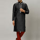 Kurta Pyjama Art Dupion Silk Black Embroidered Mens