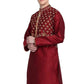 Kurta Art Dupion Silk Maroon Embroidered Mens