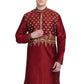 Kurta Art Dupion Silk Maroon Embroidered Mens