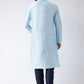 Kurta Pyjama Art Dupion Silk Aqua Blue Embroidered Mens