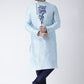 Kurta Pyjama Art Dupion Silk Aqua Blue Embroidered Mens