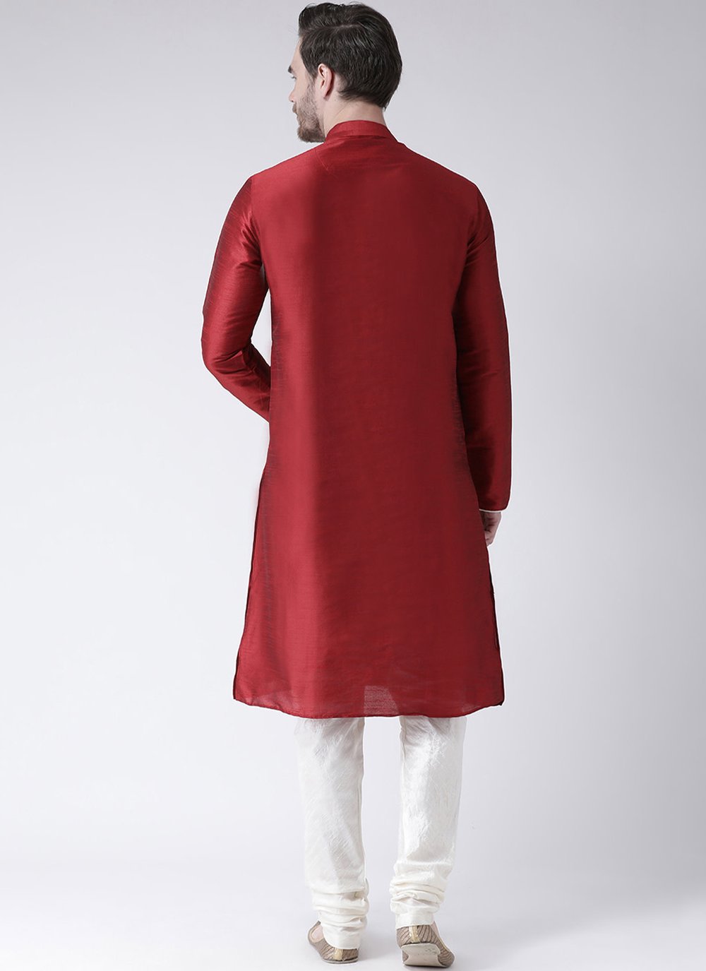 Kurta Pyjama Art Dupion Silk Maroon Embroidered Mens